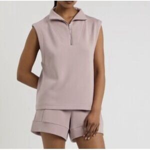 Varley Womens Double Soft Magnolia Half Zip Vest Size Medium Pink Relaxed Comfy